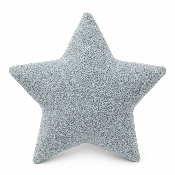 MeowBaby Star Decorative Pillow in Slate Blue Boucle fabric