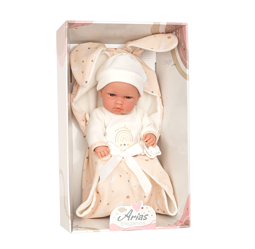 Arias Elegance Bunny Doll with Blanket and Dummy, Beige, 30cm, supplier gallery view 5