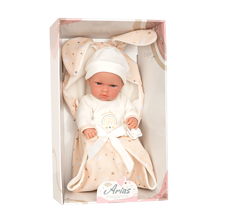 Arias Elegance Bunny Doll with Blanket and Dummy, Beige, 30cm, supplier gallery view 5