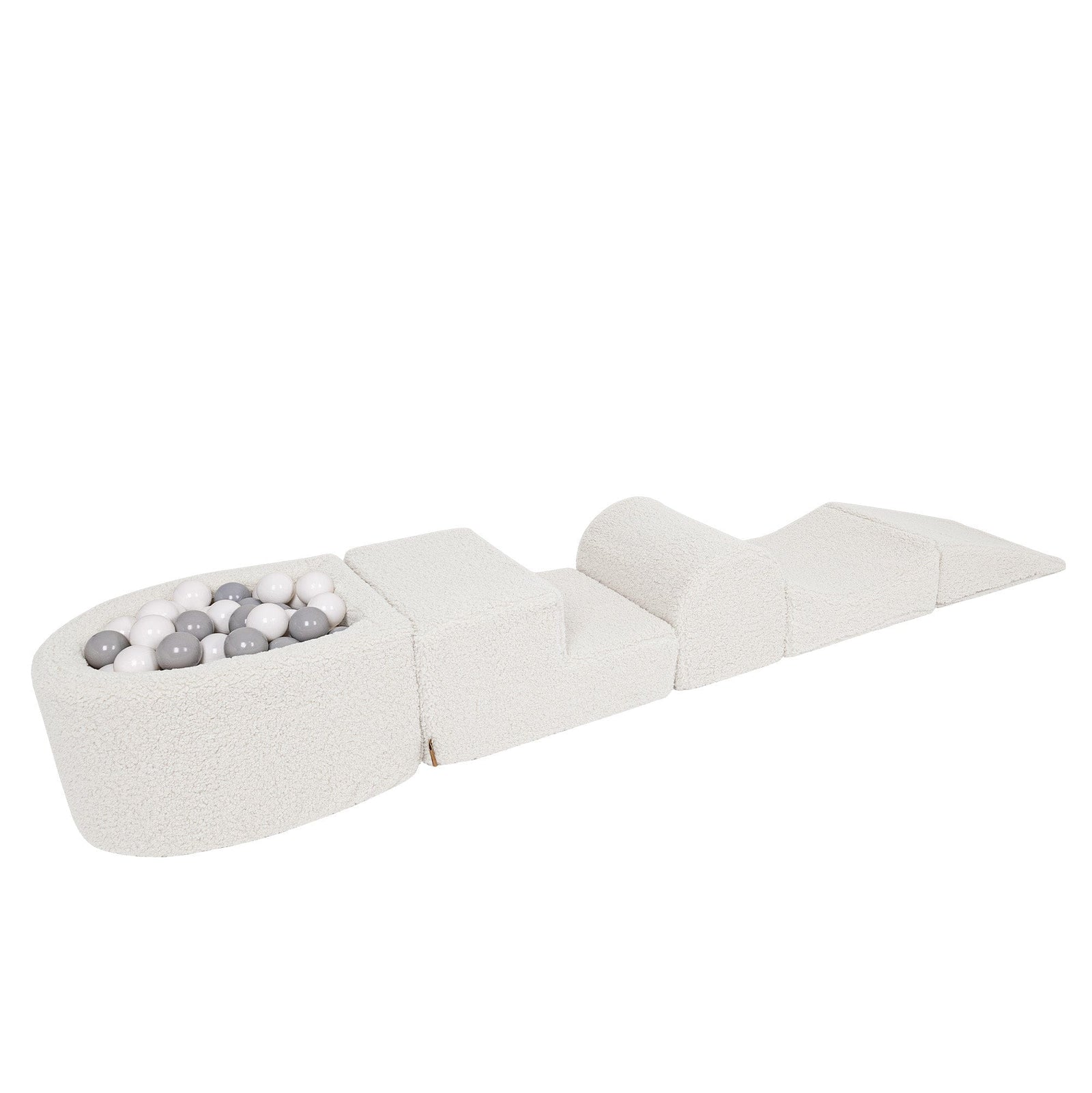MeowBaby Soft Play Ball Pit Mini - Bearly, Cream teddy foam playset with built-in ball pit