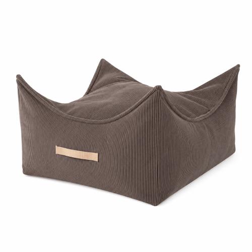 MeowBaby Square Puff in Slimcord Taupe corduroy