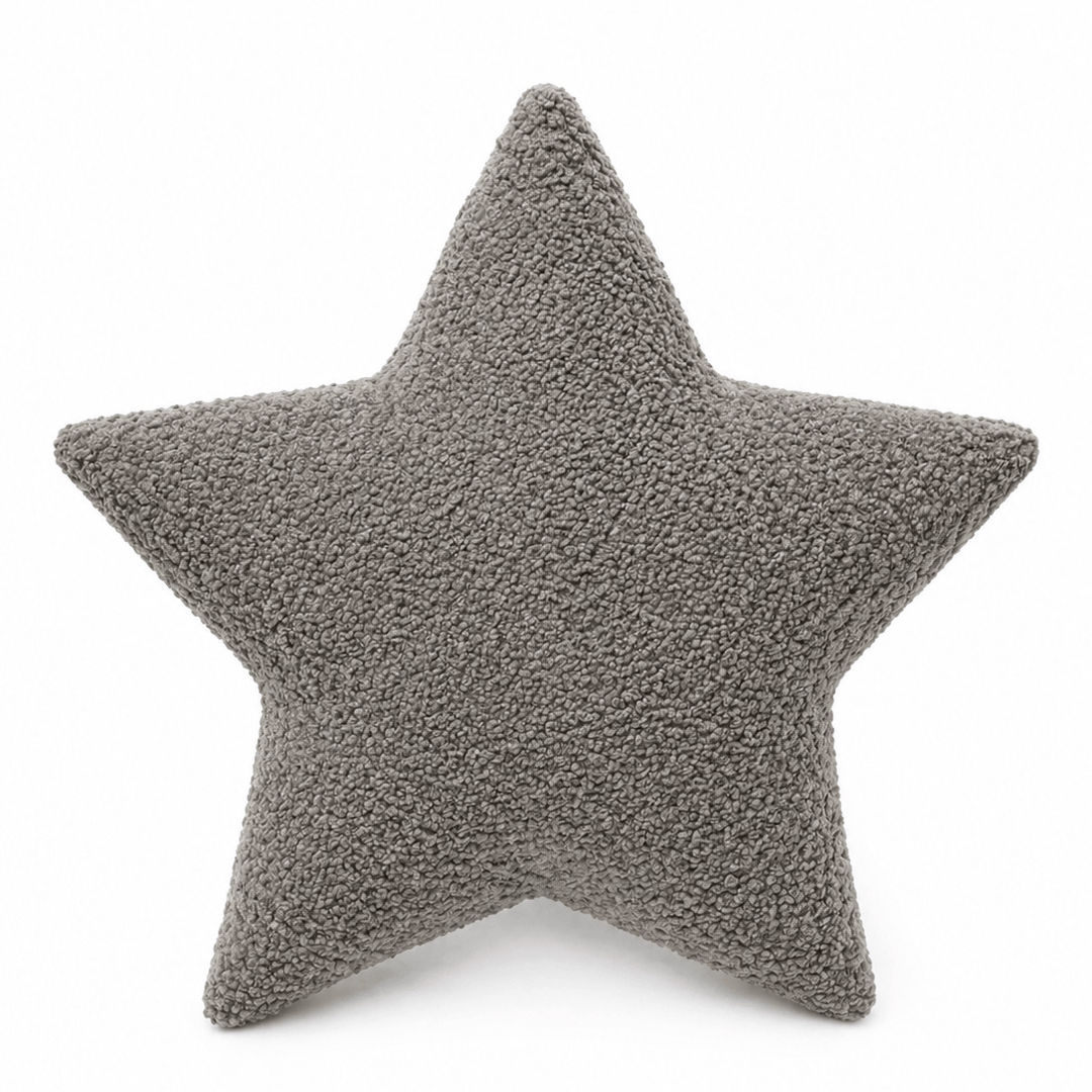 MeowBaby Star Decorative Pillow in Charcoal Taupe Boucle fabric