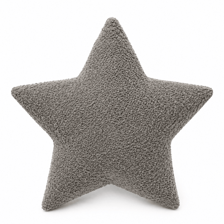 MeowBaby Star Decorative Pillow in Charcoal Taupe Boucle fabric