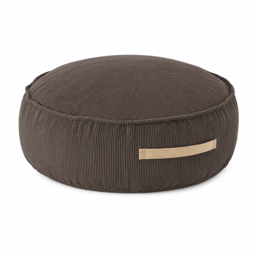 MeowBaby Round Pouf in Slimcord Taupe corduroy