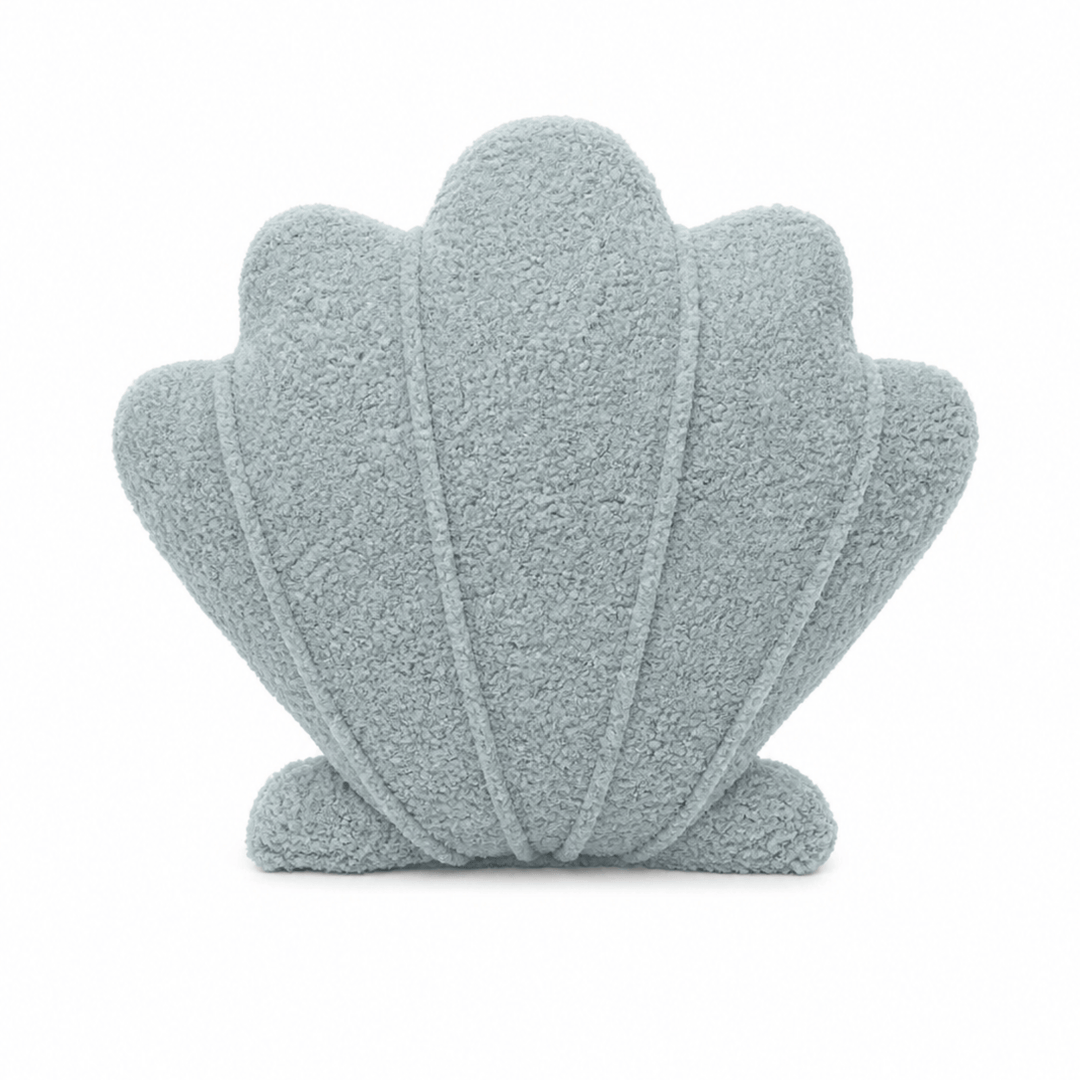 MeowBaby Shell Decorative Pillow in Slate Blue Boucle fabric