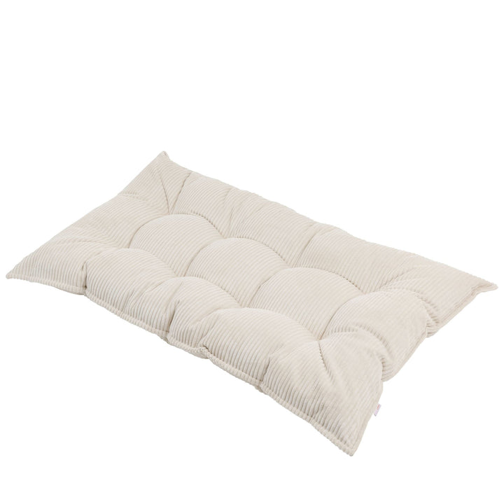 MINICAMP tufted corduroy floor cushion, French style pillow in ecru, studio product photo