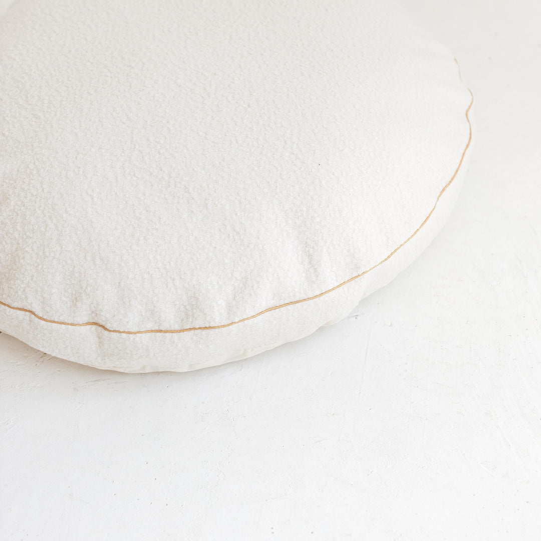 MINICAMP ecru boucle floor cushion, product photograph