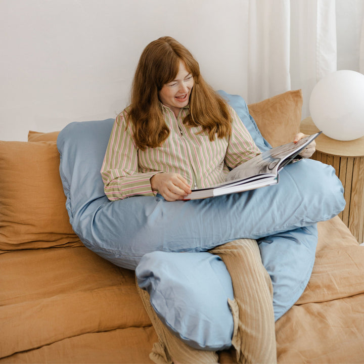MINICAMP U-shaped pregnancy pillow in stone blue, additional view