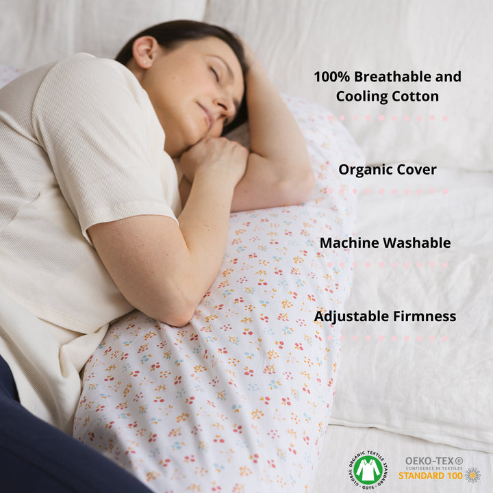 MINICAMP U-shaped maternity pillow in milk white, side view