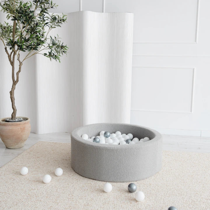 Monio for Kids Grey Boucle Round Ball Pit — hero product image
