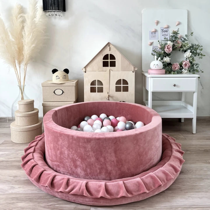 Monio for Kids Dirty Pink Velvet Round Ball Pit — hero product image