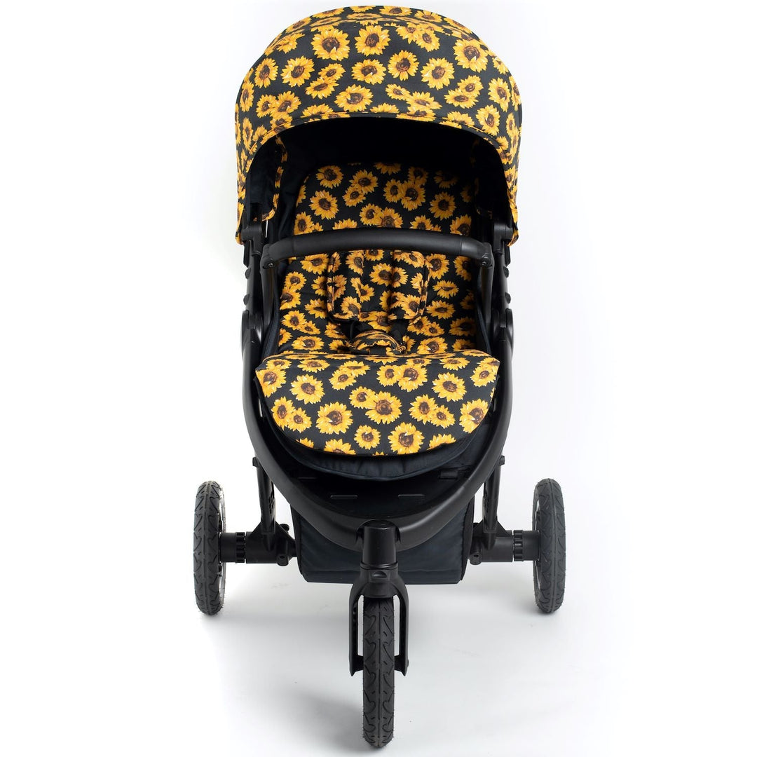 Roma Atlas Sunflower reversible seat liner close-up showing sunflower print