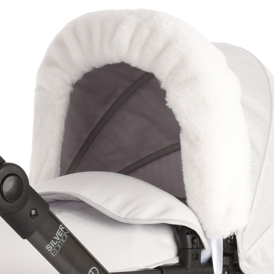 Roma Dolls Pram Hood Fur - White, supplier gallery view 2