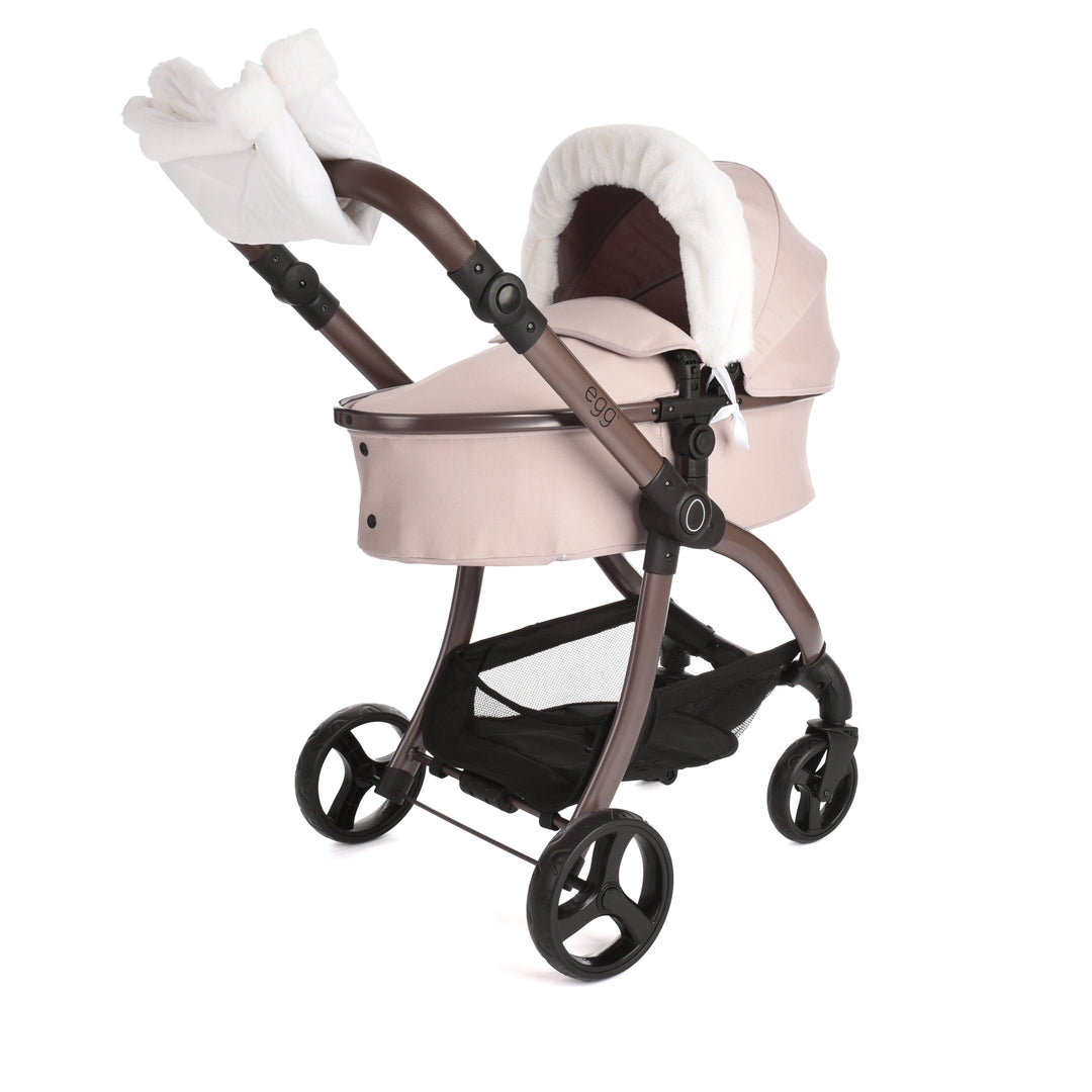 Roma Dolls Pram Hood Fur - White, supplier gallery view 4