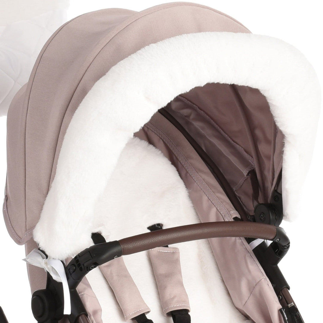 Roma Dolls Pram Hood Fur - White, supplier gallery view 1