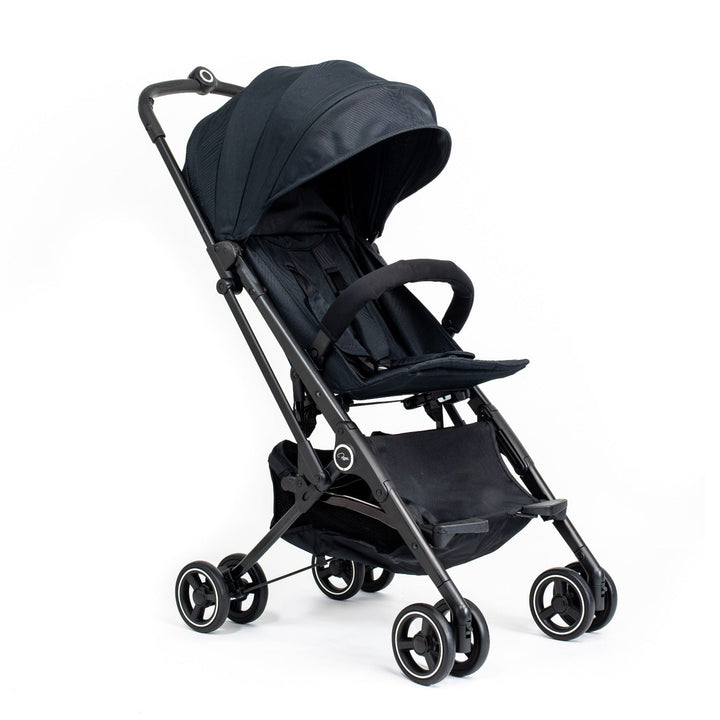 Roma Capsule³ lightweight stroller in Jet Black, front three-quarter view