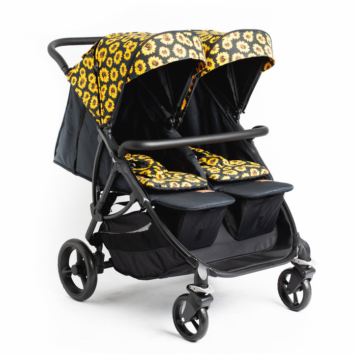 Roma Gemini 2 double pushchair in Sunflower, full hero shot