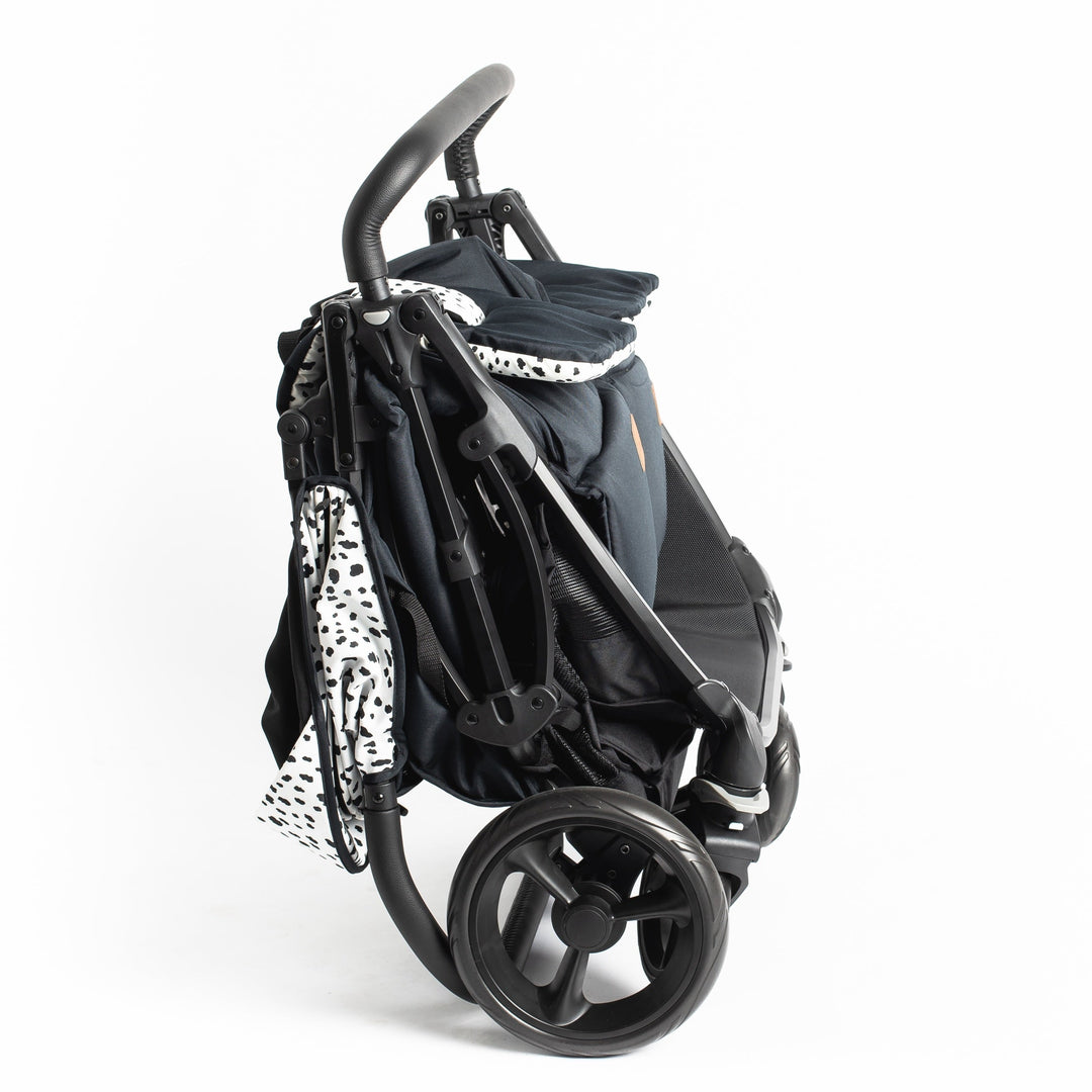 Roma Gemini 2 double pushchair in Dalmatian, folded view