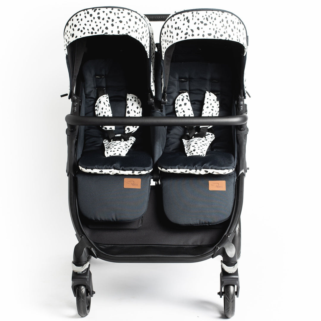 Roma Gemini 2 double pushchair in Dalmatian, front view