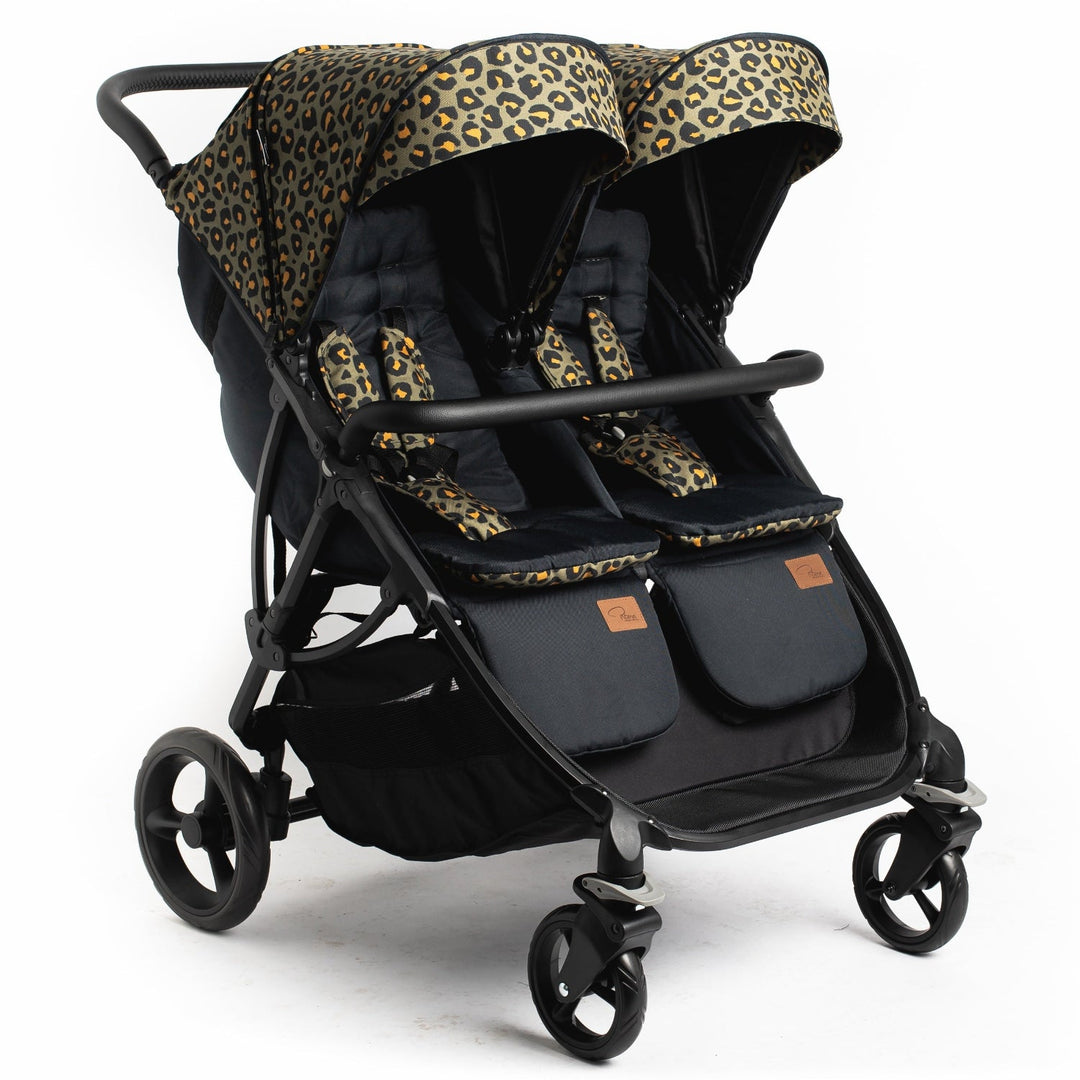 Roma Gemini 2 double pushchair in Khaki Leopard, hero view