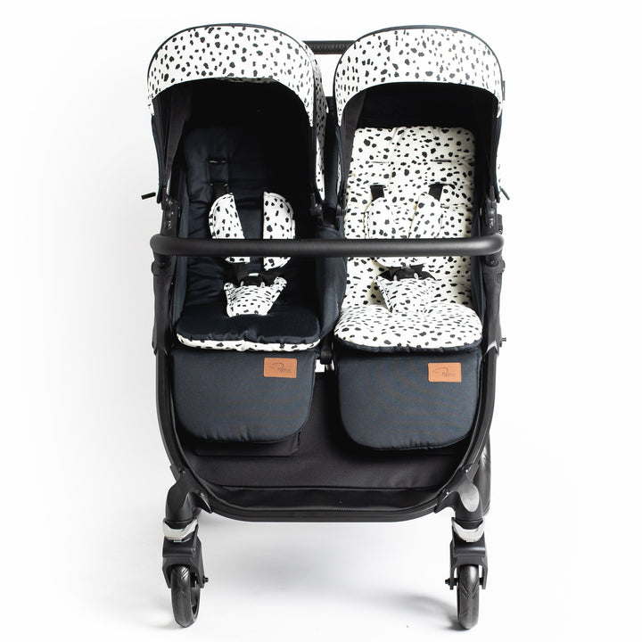 Roma Gemini 2 double pushchair in Dalmatian, close-up liner texture