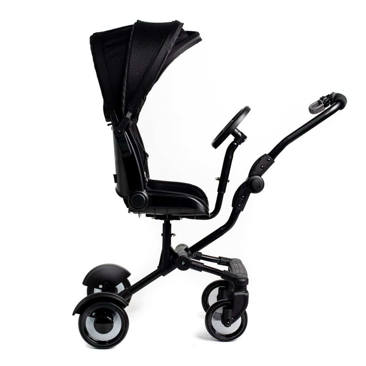 Roma Side Rider buggy board attached to a pushchair chassis, side view
