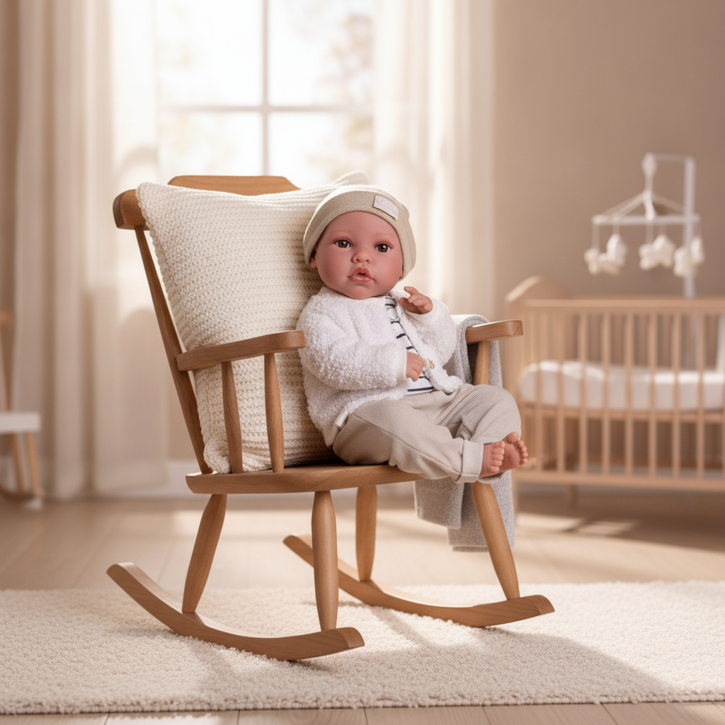 A consistently happy face - Antonio Juan Newborn Erik Doll with Smile Cushion, 42cm, Nestoro