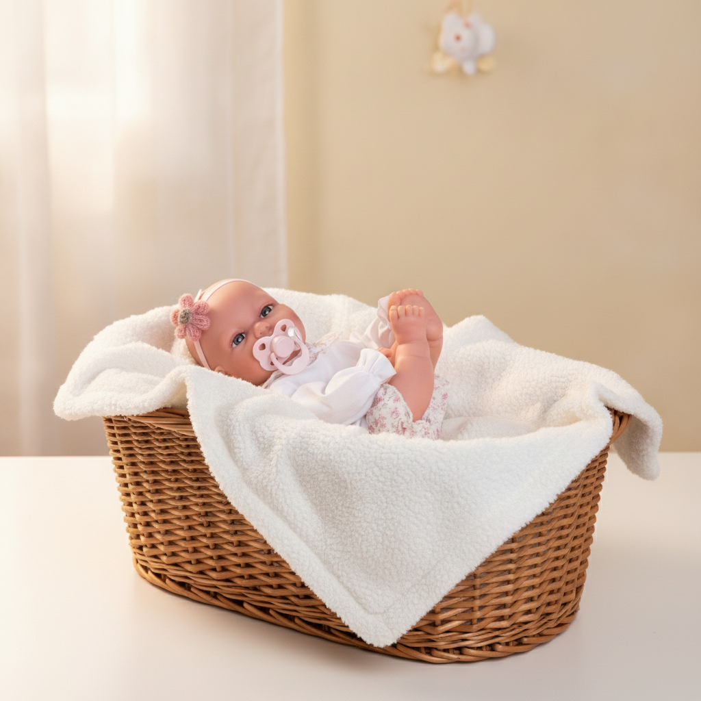 Cradled and settled - Antonio Juan Toneta Doll with Blanket, 34cm, Nestoro