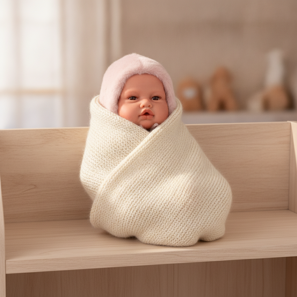 Wrapped and settled - Antonio Juan Fur Reborn Doll, 50cm, Nestoro