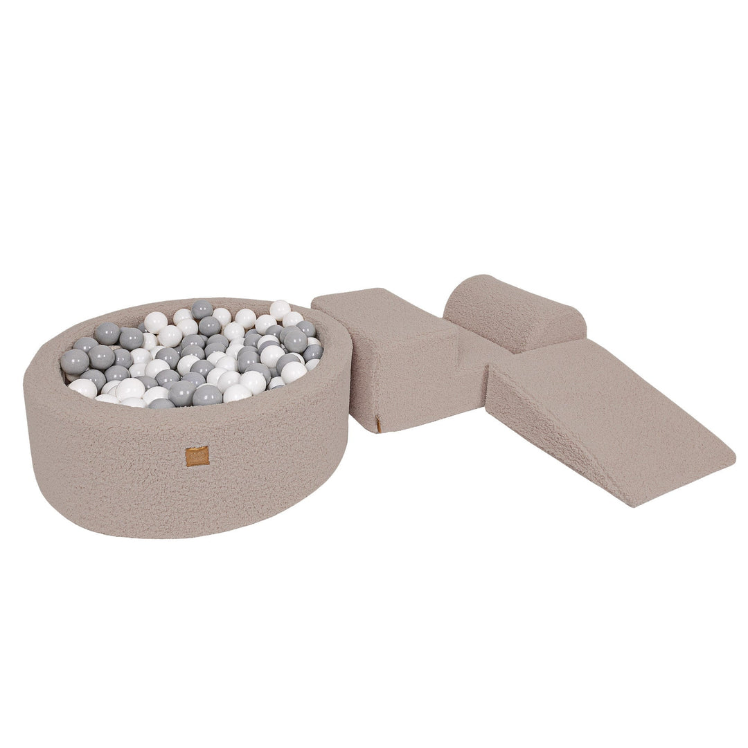 MeowBaby Soft Play Ball Pit - Bearly, Light Gray