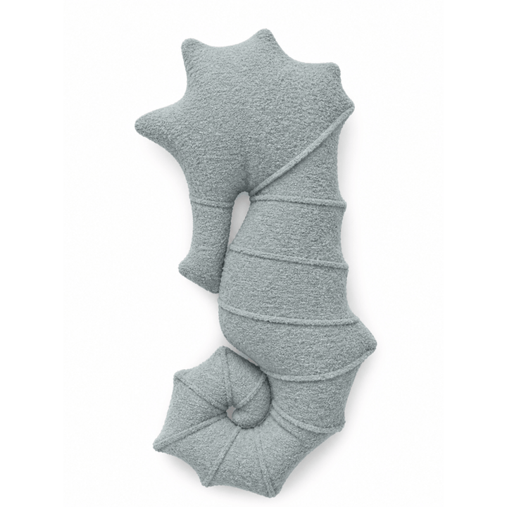 MeowBaby Seahorse Decorative Pillow in Slate Blue Boucle fabric