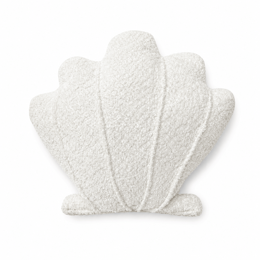 MeowBaby Shell Decorative Pillow in White Boucle fabric