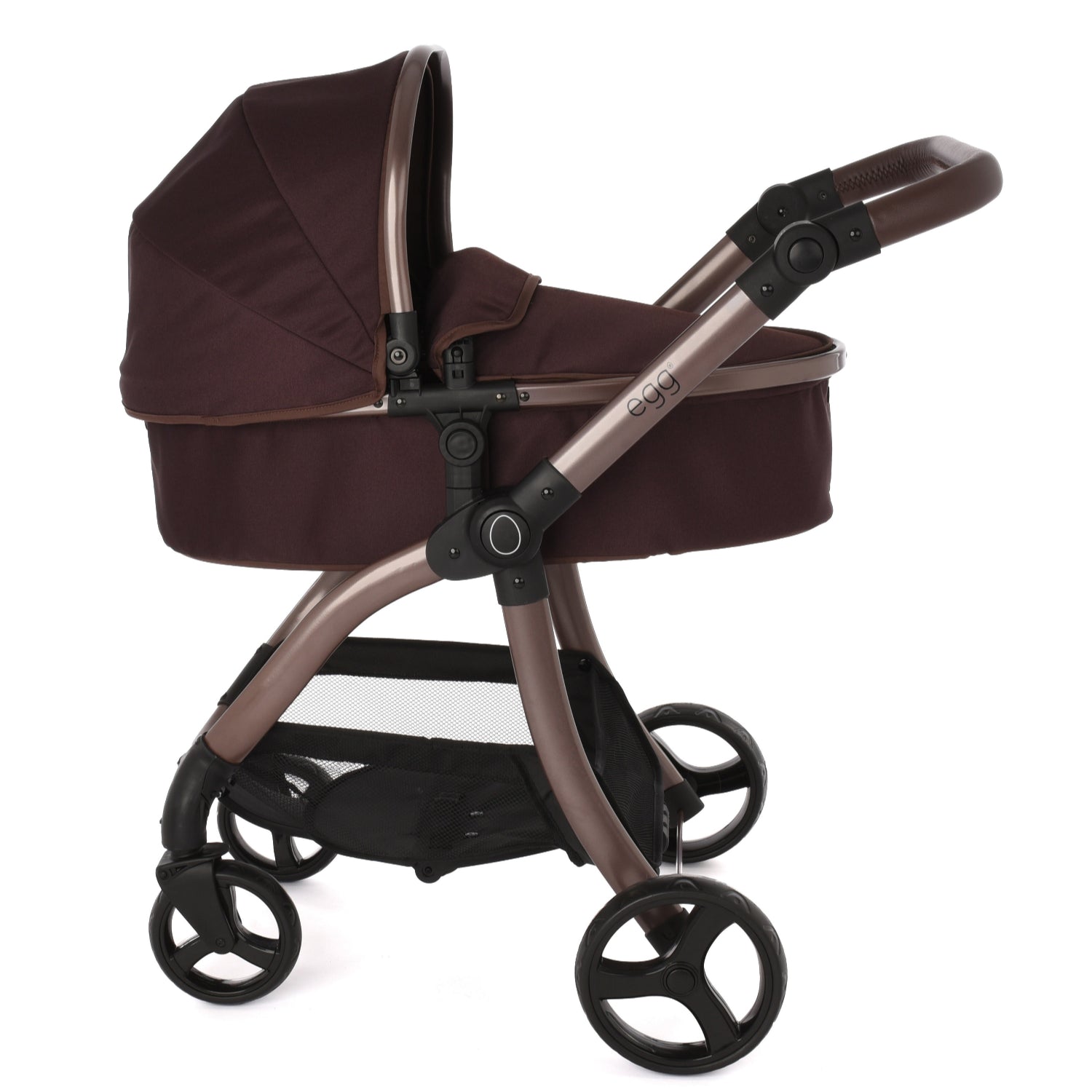 Roma Egg® Dolls Pram in Mulberry, side view of the toy pram