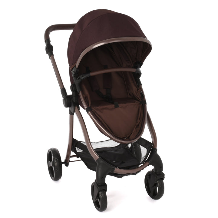 Roma Egg® Dolls Pram in Mulberry, view of the carrycot and under-basket storage