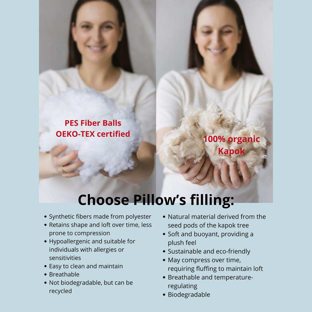 MINICAMP C-Shape Pillow, Grey floral organic cotton cover, detail photograph