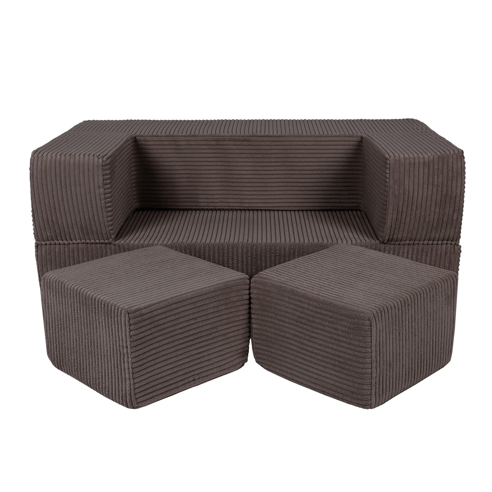 MeowBaby Aesthetic Cube Kids Sofa - Brown