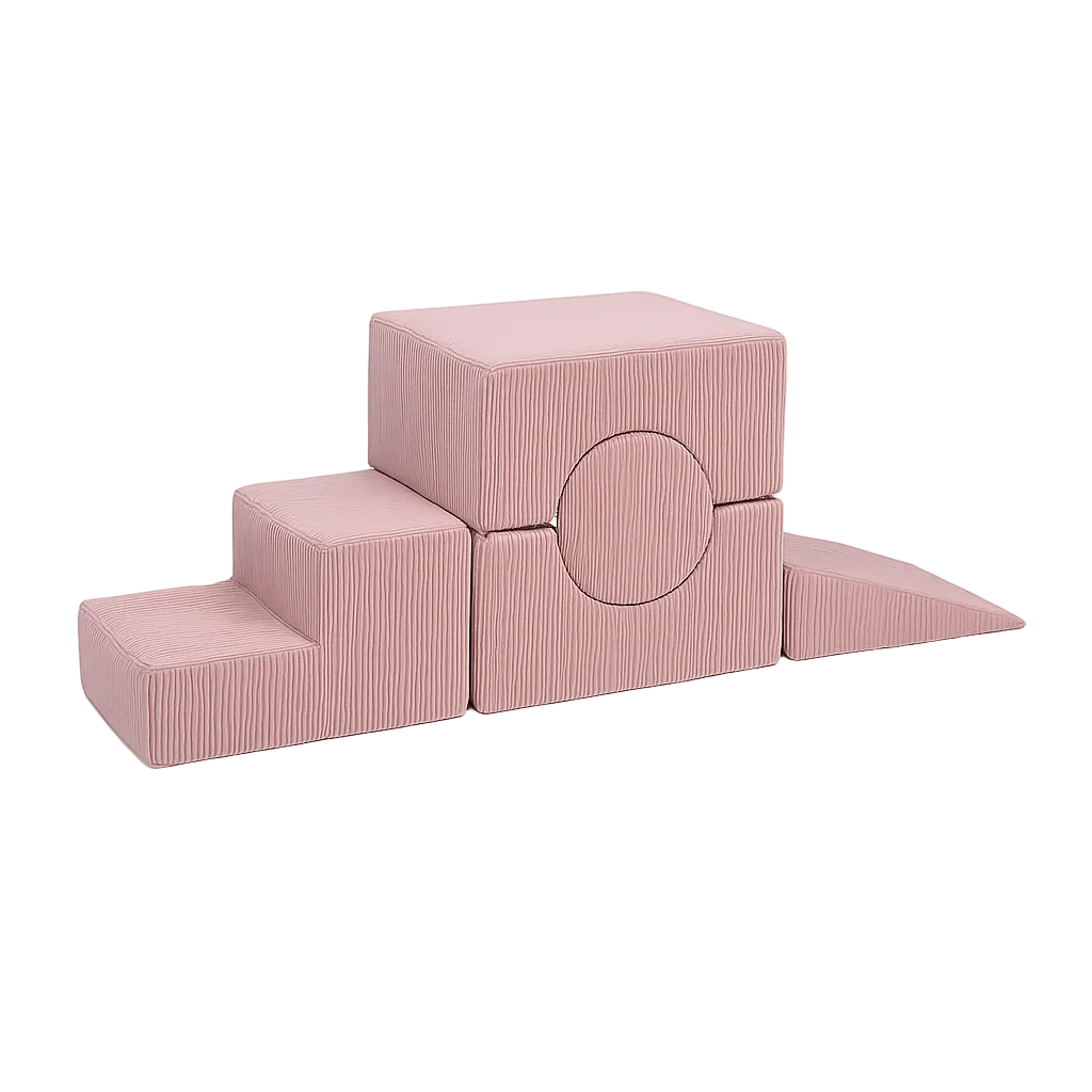MeowBaby Shape Set 5 Elements in Powder Pink corduroy, foam shapes for toddler building play