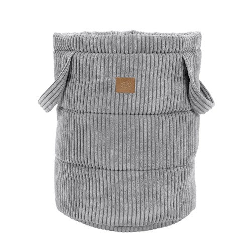 MeowBaby Aesthetic Toy Storage Basket in Grey ribbed corduroy
