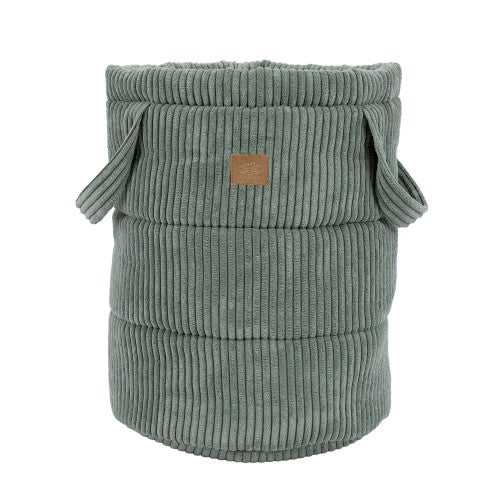 MeowBaby Aesthetic Toy Storage Basket in Olive Green ribbed corduroy