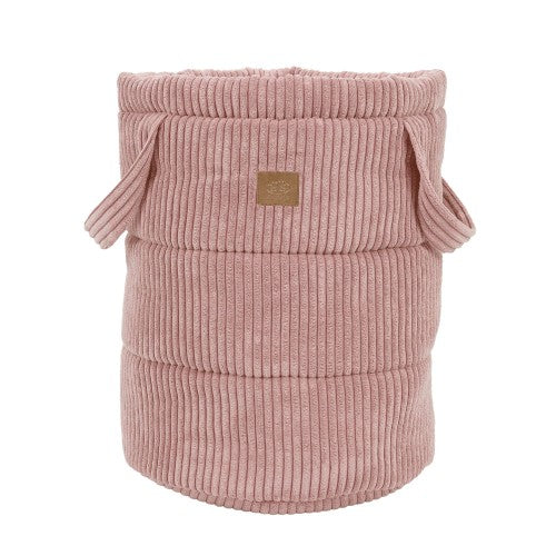 MeowBaby Aesthetic Toy Storage Basket in Power Pink ribbed corduroy
