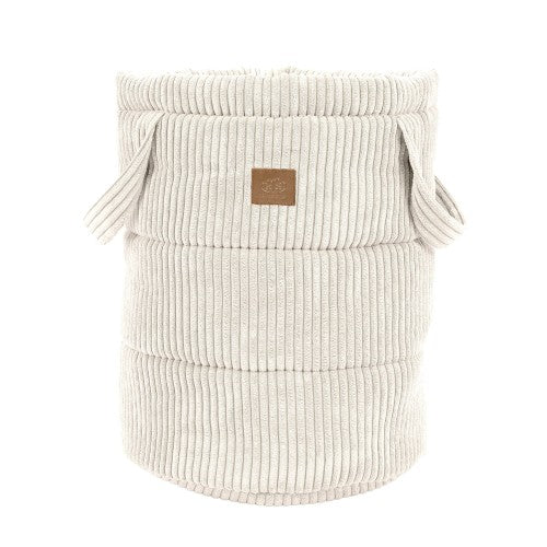 MeowBaby Aesthetic Toy Storage Basket in Vanilla ribbed corduroy