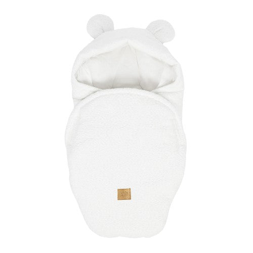 MeowBaby Baby Swaddle with Bear Ears, Boucle White