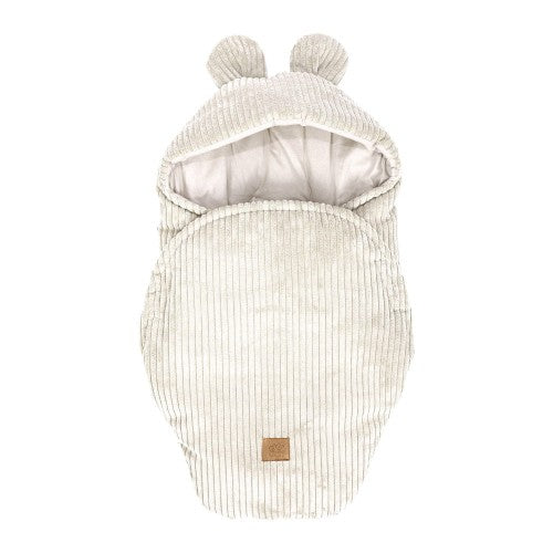 MeowBaby Baby Swaddle with Bear Ears, Corduroy Ecru