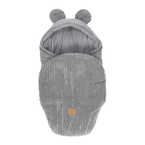 MeowBaby Baby Swaddle with Bear Ears, Corduroy Grey