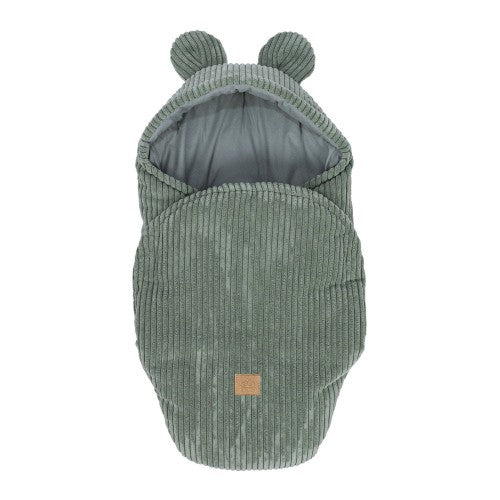 MeowBaby Baby Swaddle with Bear Ears, Corduroy Olive Green