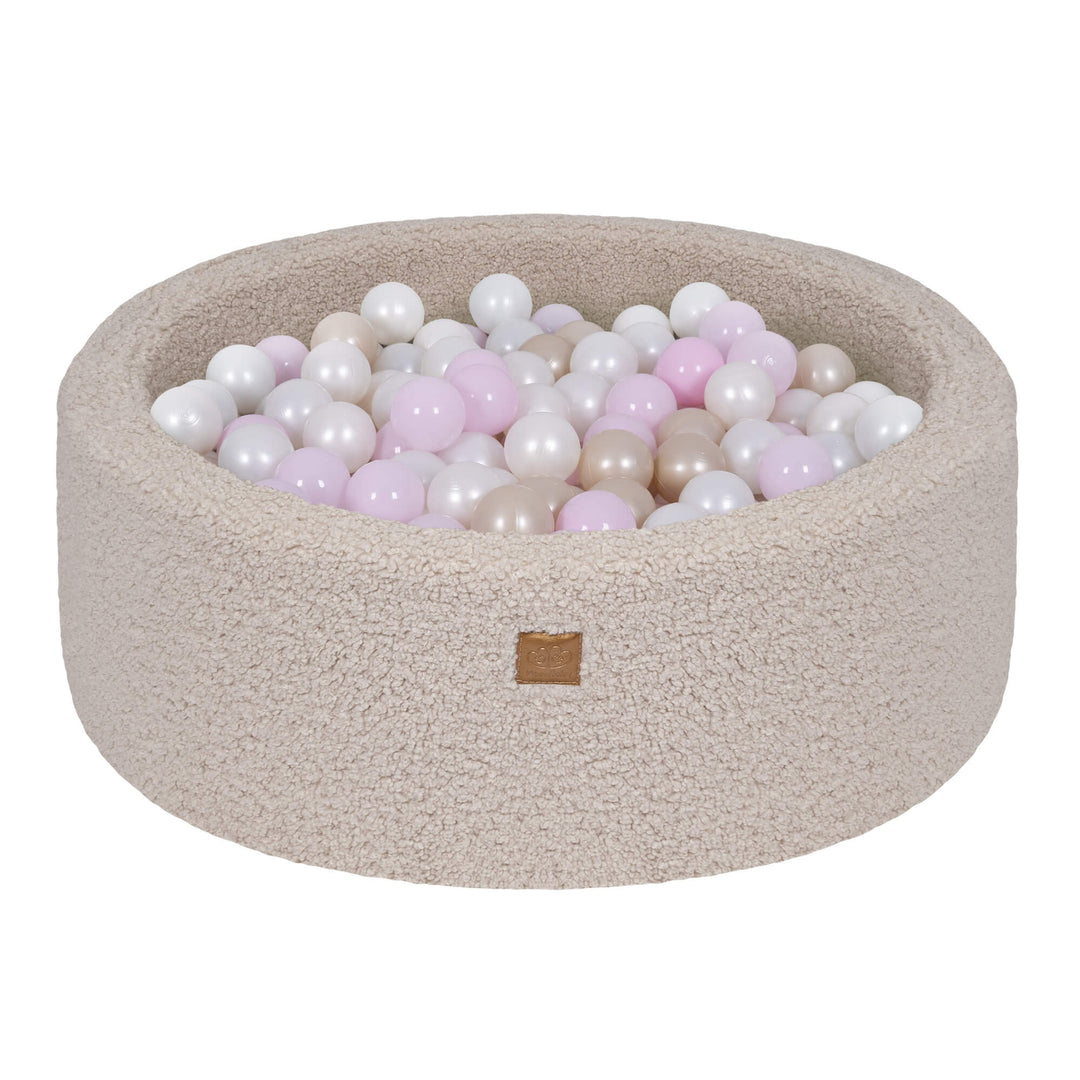 MeowBaby Light Grey Bearly round ball pit with plush teddy-texture cover