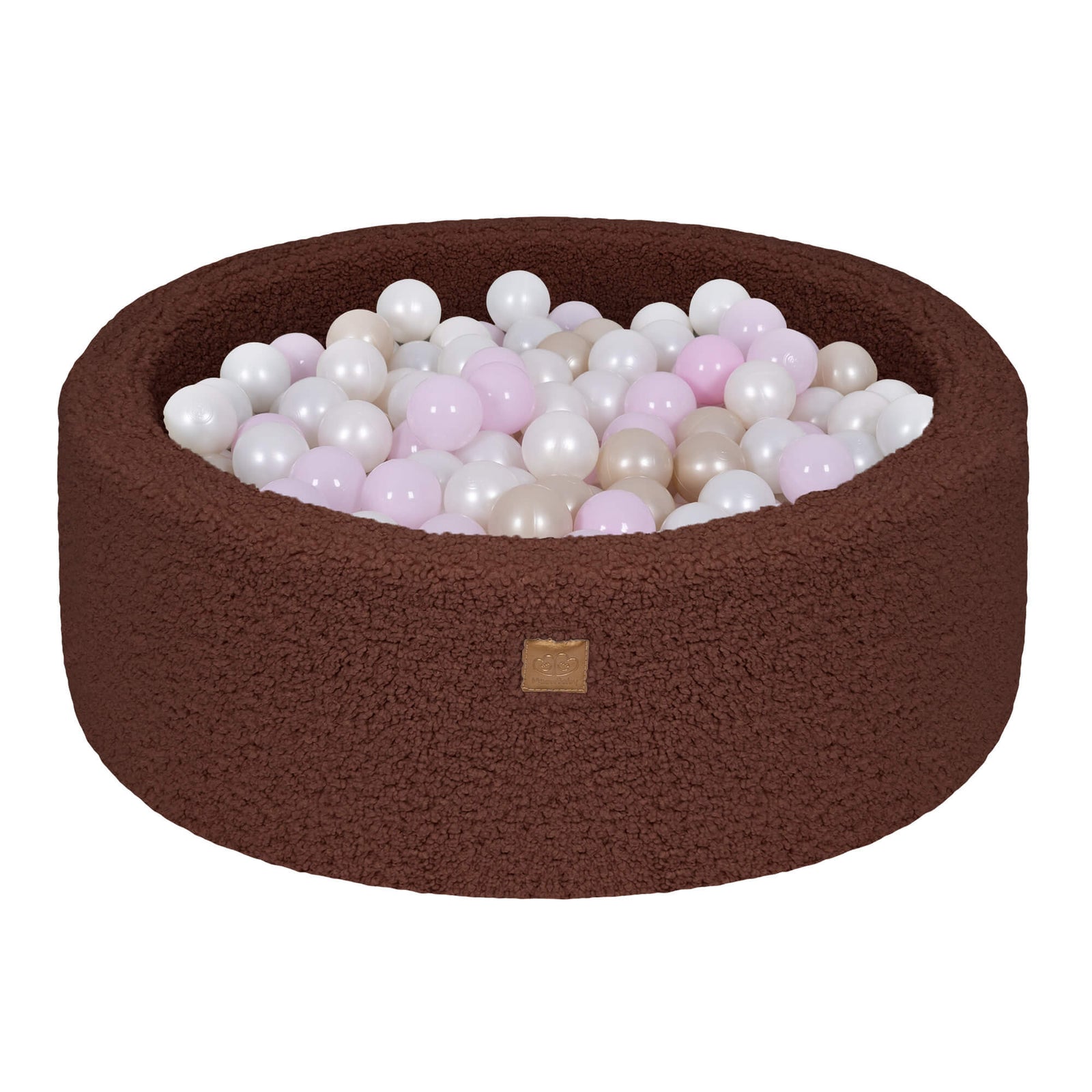 MeowBaby Dark Brown Bearly round ball pit with plush teddy-texture cover