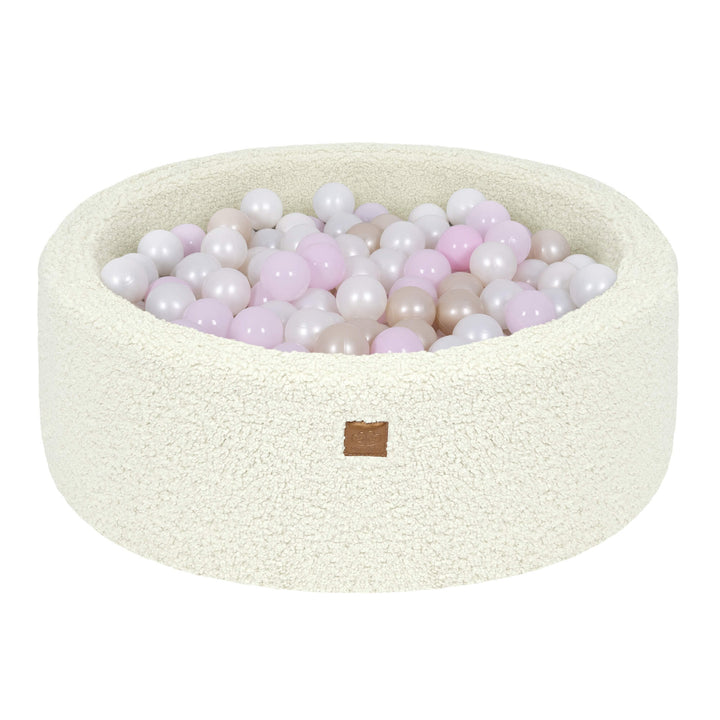 MeowBaby Creme Bearly round ball pit with plush teddy-texture cover