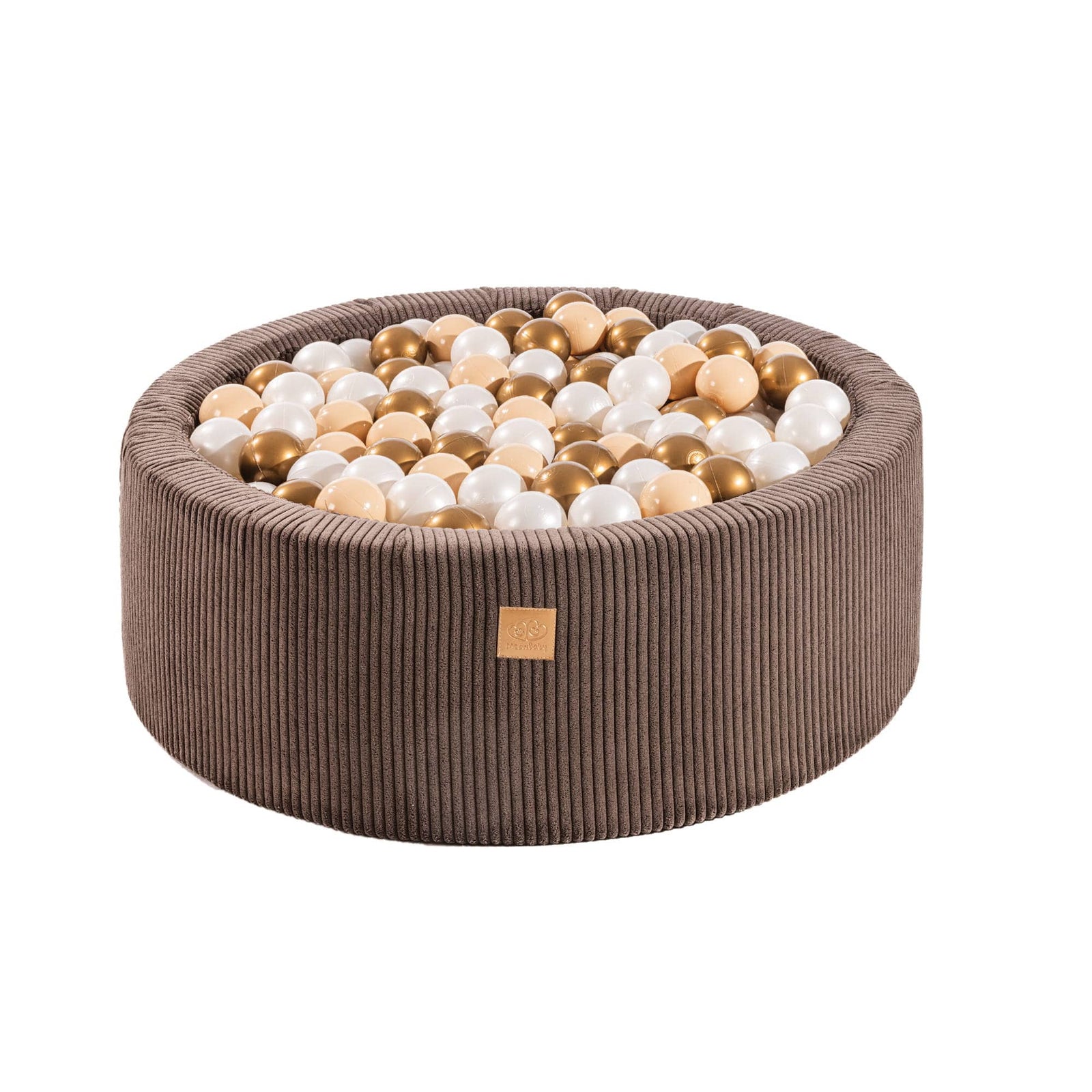 MeowBaby Brown Aesthetic round ball pit with removable corduroy-style fabric cover