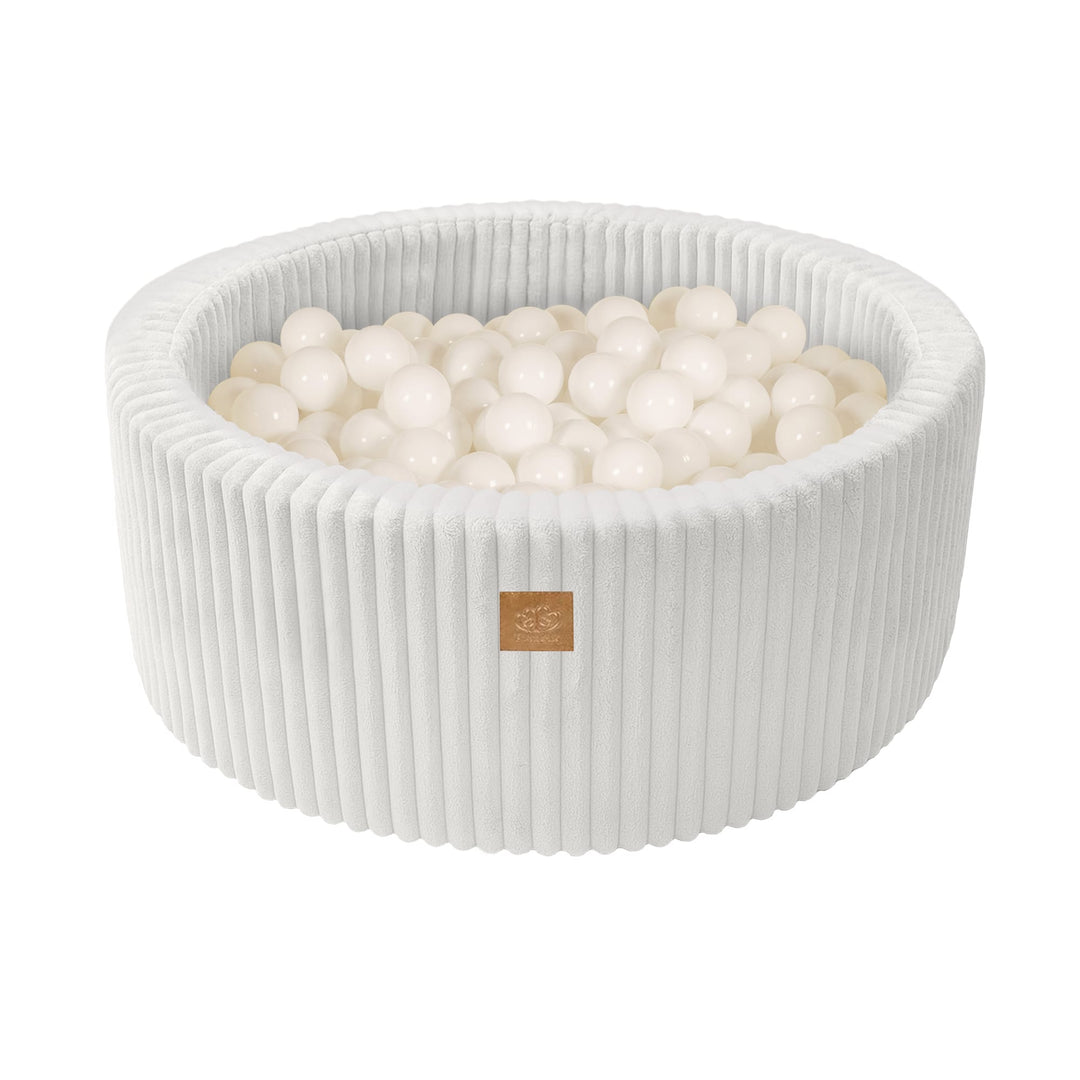 MeowBaby Cotton Candy White Churros round ball pit with corduroy cover